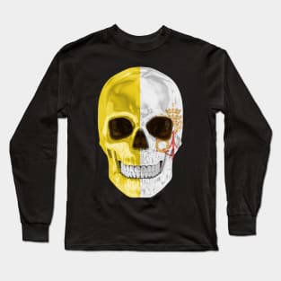 Vatican City Flag Skull - Gift for Vatican With Roots From Vatican City Long Sleeve T-Shirt